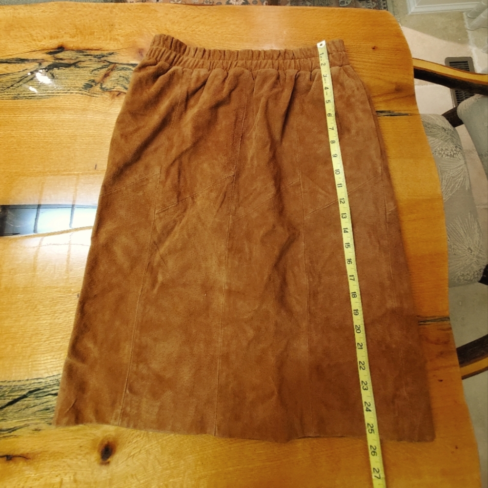 Vintage suede leather midi skirt